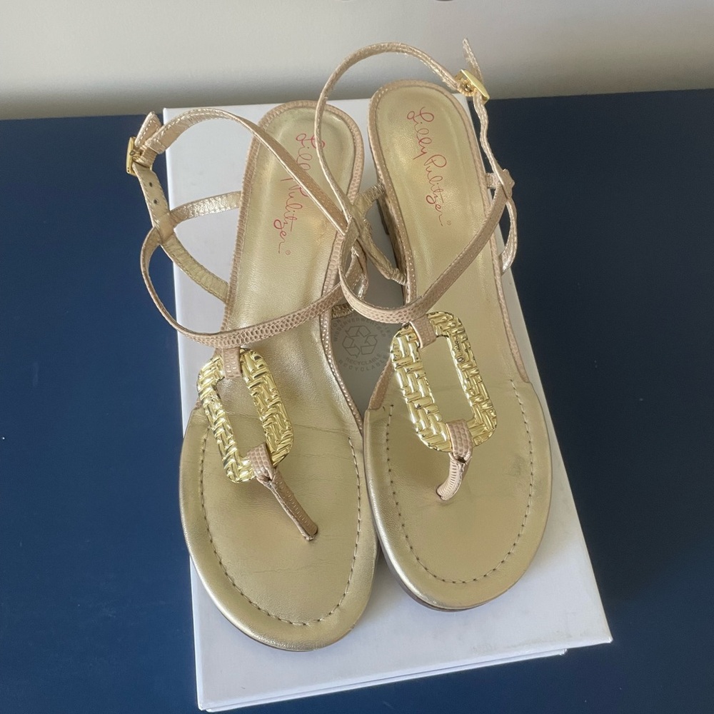 Lily Pulitzer Gold Strappy Sandals   Sz. 6